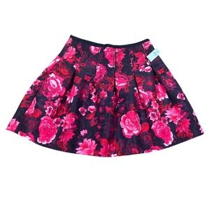 GAP Floral Print Pleated Skirt Party Cocktail Black Pink Size‎ 4